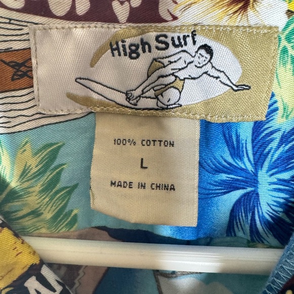 High Surf Hawaiian Button Down Shirt Short Sleeve Cotton Ukulele Floral Large - Picture 2 of 10